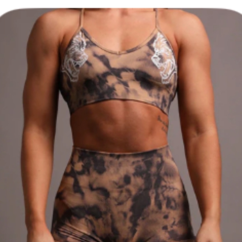 Darc Sport Black and Brown Athletic Shorts and Sports Bra